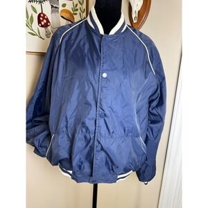 Vintage HI GEAR Navy Blue Bomber Jacket 70s 80s Varsity Windbreaker Mens XL